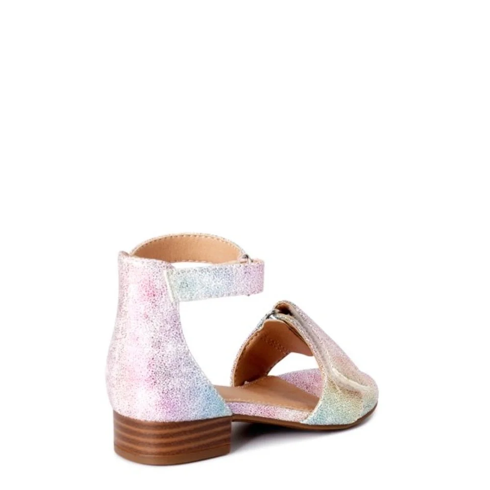 NEW Toddler GLITTER SPARKLE unicorn rainbow heel dress shoe color heel shoe 7